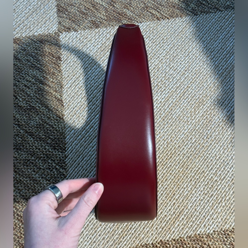 STAUD Moon Mini Split Leather Crossbody Bag Bordeaux - Picture 10 of 17